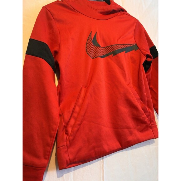 Nike Dri-Fit Hoodie Youth Small Red Black Swoosh Logo Pullover Athletic - Picture 4 of 10